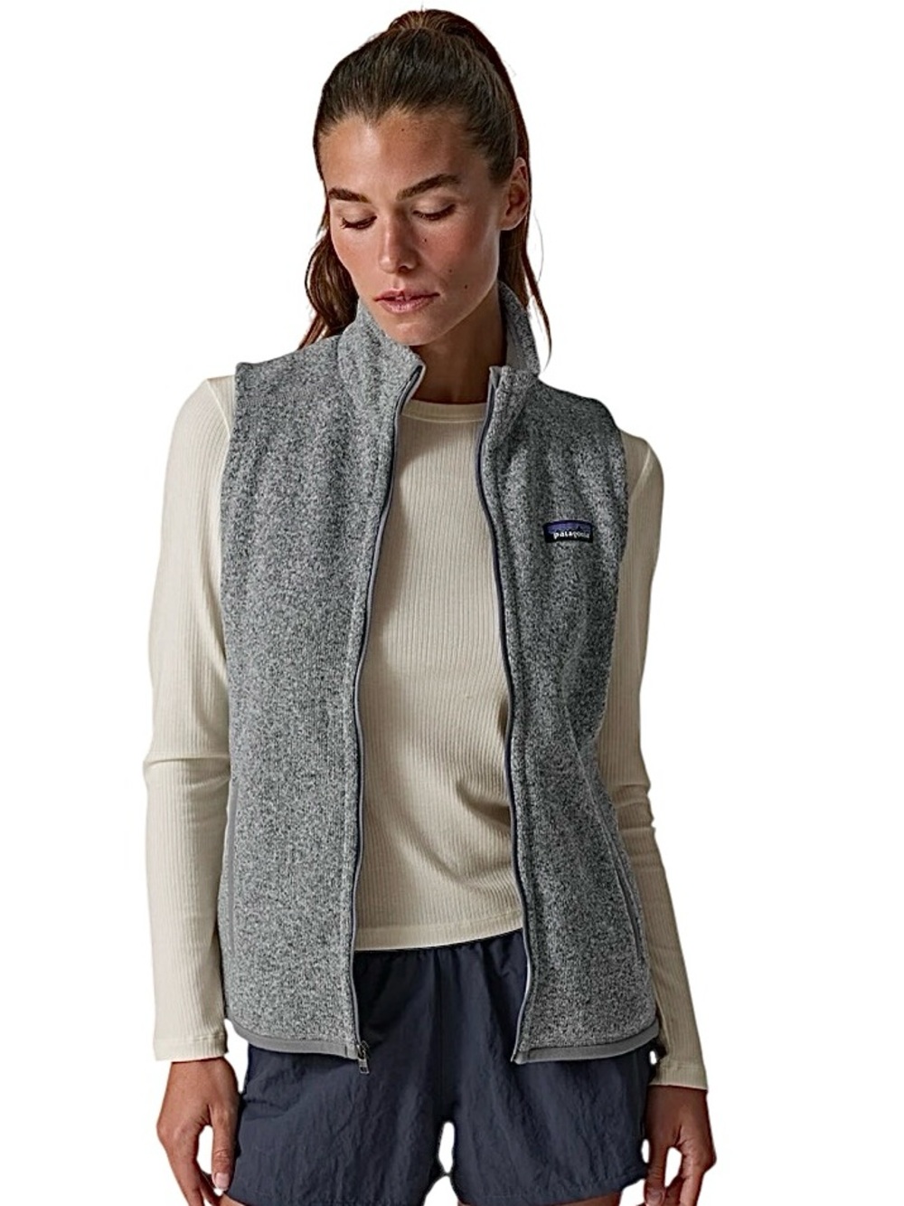 Patagonia Women’s Better Sweater Full Zip Slim Fit Gray Fleece Vest Size Medium